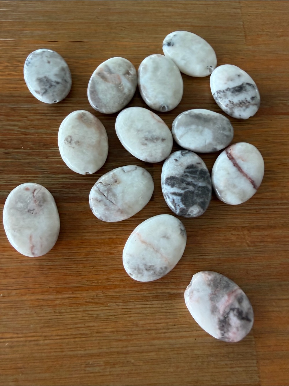 14 Gray & White Riverstone Gemstone Beads for Jewelry Craft Making